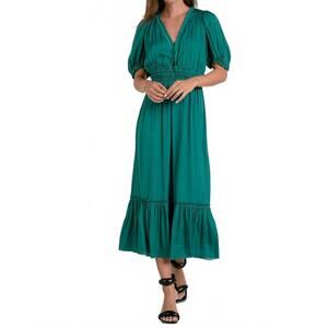 NEW ELAN ruffle midi dress in emerald green